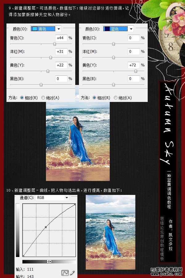 photoshop给海边美女照片调出欧美海报风格色调