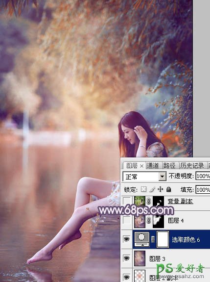 photoshop给清新玉足少女写真照调出漂亮的暖紫色效果