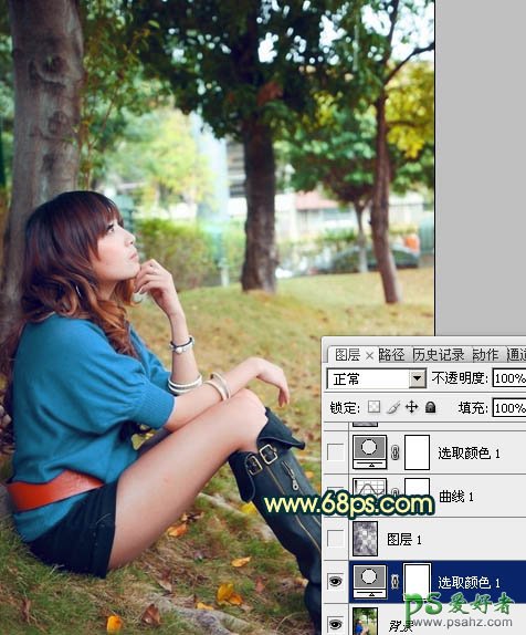 photoshop给公园里的MM写真照调出温馨的阳光效果