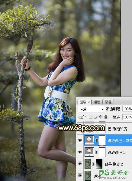 Photoshop给花仙子可爱美女外景艺术照调出甜美的黄褐色