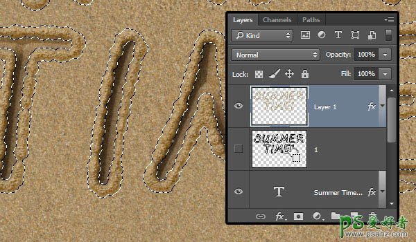 利用Photoshop画笔及图层样式设计出创意的沙滩划痕字体效果