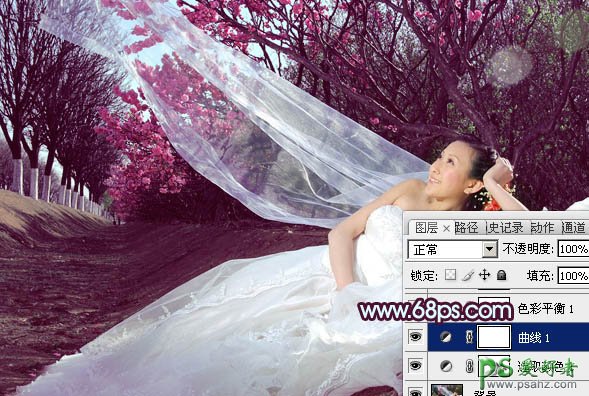 photoshop调出暗调柔美少女外景个性婚片