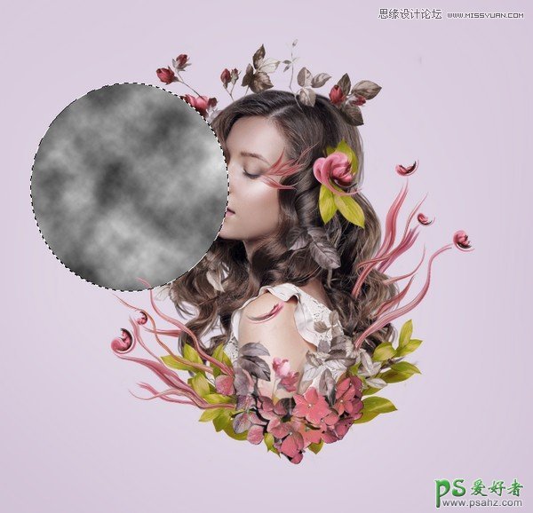 PS人像合成教程：打造一幅欧美美女头像与花朵的完美合成效果图