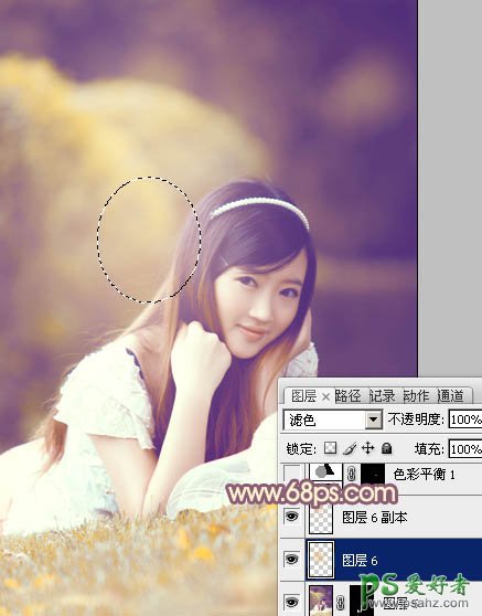 photoshop给纯美未成年少女照片调出清新的橙紫色