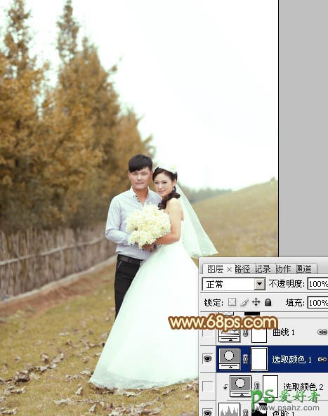 photoshop调出柔美的霞光情侣婚纱照特效