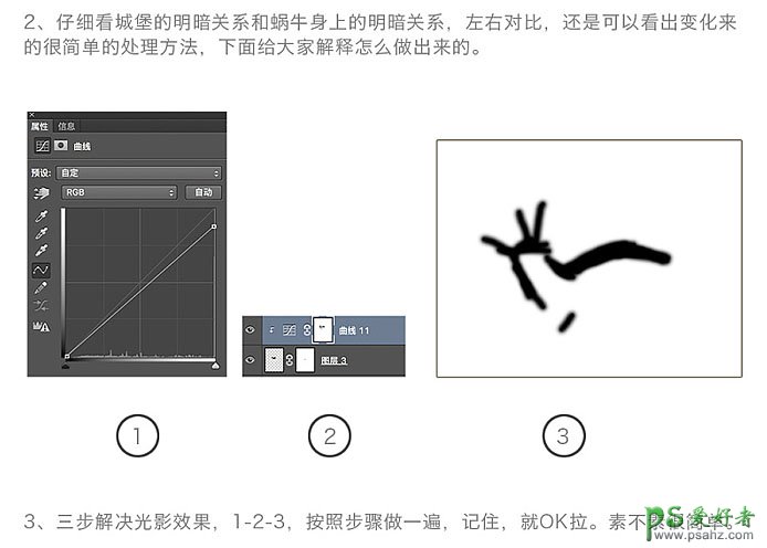 Photoshop合成蜗牛背着古城堡缓慢行走的场景海报。