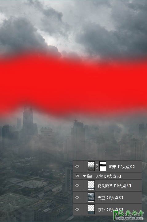 Photoshop创意合成灾难电影中流星袭击城市的场景。