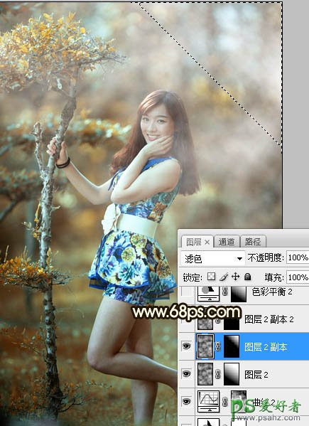 Photoshop给花仙子可爱美女外景艺术照调出甜美的黄褐色