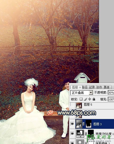 photoshop调出漂亮的公园情侣婚片艺术写真照