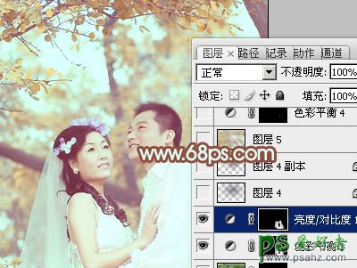 PS日系照片调色实例教程：给情侣婚片调出唯美的日系色调