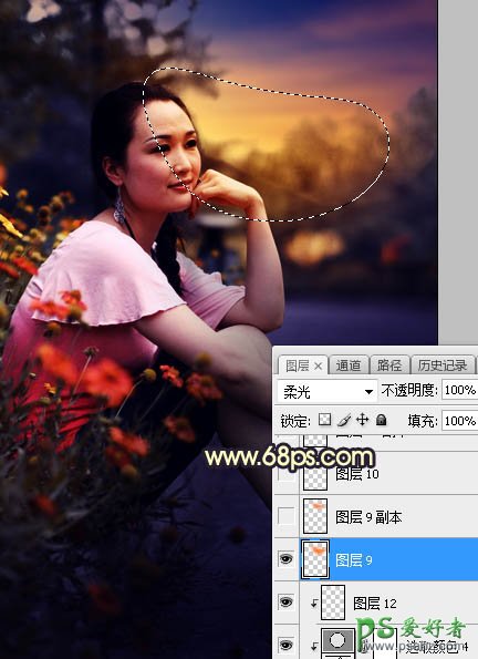 Photoshop给早晨公路边自拍的高跟美女高清图片调出唯美的晨曦色