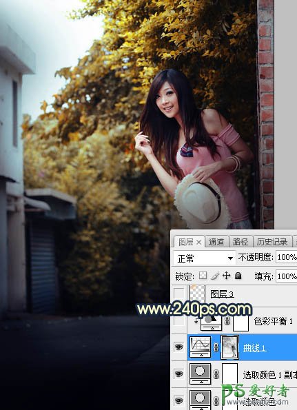 Photoshop给街景中拍摄的清纯唯美女生照片调出阳光晨曦效果