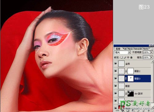 photoshop给性感的美女模特调出古典红色效果