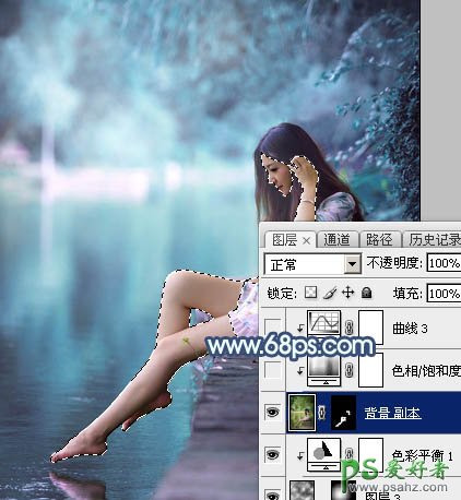 PS调色教程：给未成年清纯少女写真照调出魔幻般的青蓝色效果