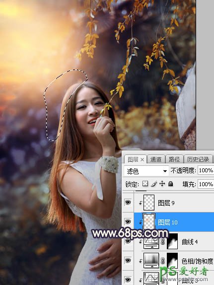 Photoshop给身材丰满的性感少妇外景照片调出温馨的暖色调