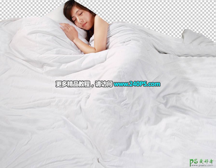 PhotOshop合成睡在沙滩上的少女场景，用浪花当被子熟睡的女子。