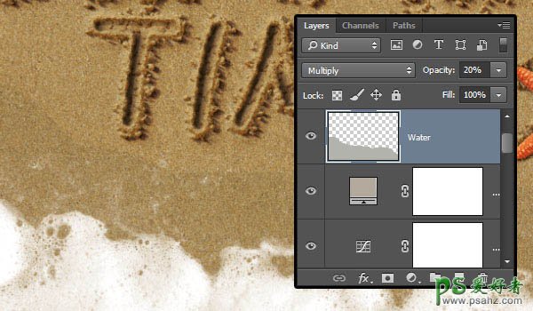 利用Photoshop画笔及图层样式设计出创意的沙滩划痕字体效果