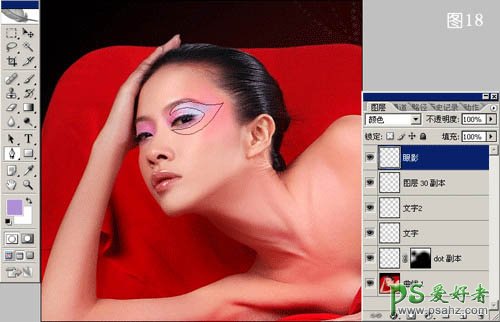 photoshop给性感的美女模特调出古典红色效果