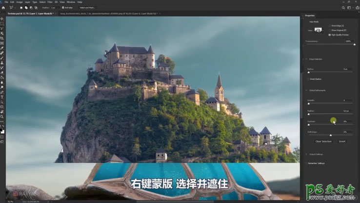 PS图片合成实例：创意打造一只巨大的象龟背上呈现出的海洋和城堡