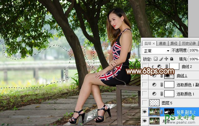 Photoshop给美腿高跟性感女模特外景照调出灿烂的秋季阳光色