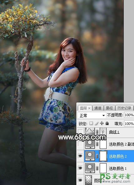 Photoshop给性感漂亮的女生外景照片调出唯美的逆光效果，秋季暖