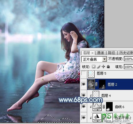 PS调色教程：给未成年清纯少女写真照调出魔幻般的青蓝色效果