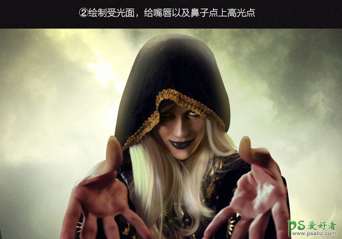 PS人像合成实例：打造科幻电影中的女巫-翻阅魔法书的女巫师