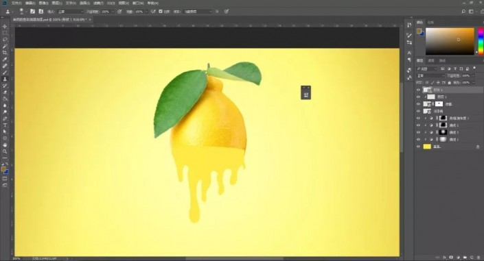 PS特效图片合成：打造油漆滴落效果的柠檬，自然色彩油漆柠檬。