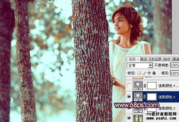 PS调色教程：给树要里的性感美女调出灿烂的青黄阳光色