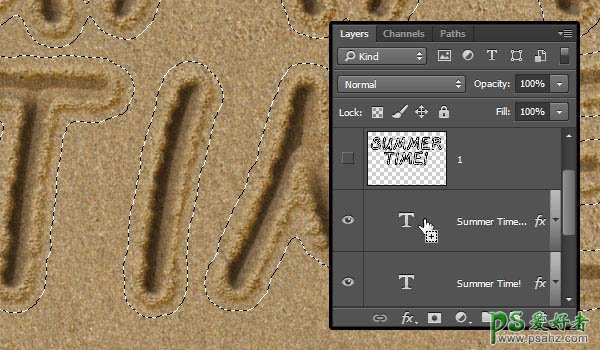 利用Photoshop画笔及图层样式设计出创意的沙滩划痕字体效果