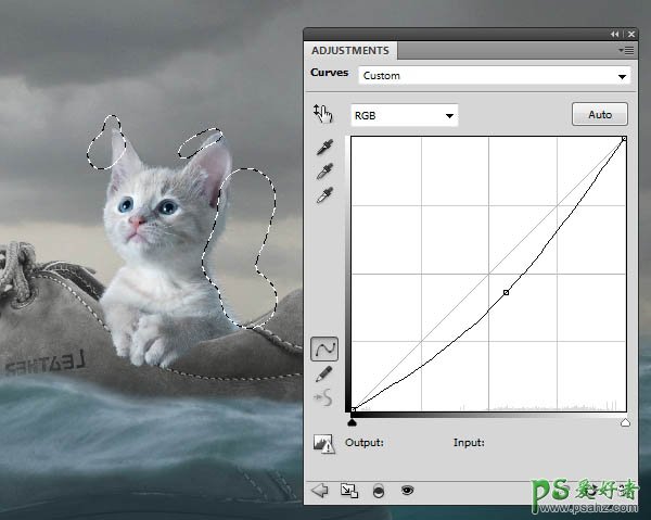 PS合成教程：创意打造一只可爱的小猫咪坐在鞋上环游大海的场景