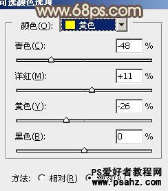 PS调色教程：给树林中的美女照调出纯美的淡黄色