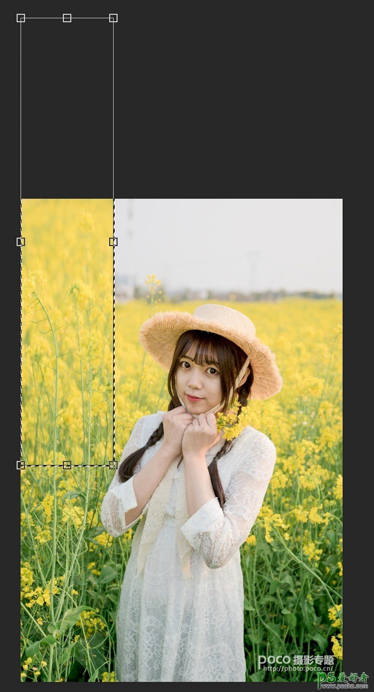 Photoshop给油菜花田里拍摄的可爱女生照片调出唯美的小清新效果