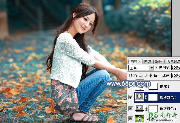 Photoshop给外景自拍的高清美女写真图片调出古典暗紫色效果