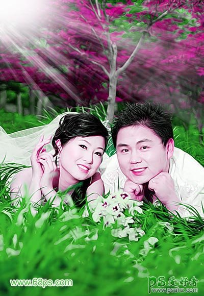 photoshop给清新的情侣婚片进行调色及美化处理