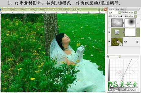 photoshop给美女婚纱照调出鲜绿色彩