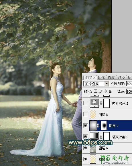 photoshop调出柔美的暖色效果婚片男女艺术照