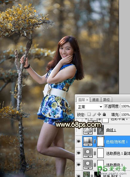 Photoshop给花仙子可爱美女外景艺术照调出甜美的黄褐色