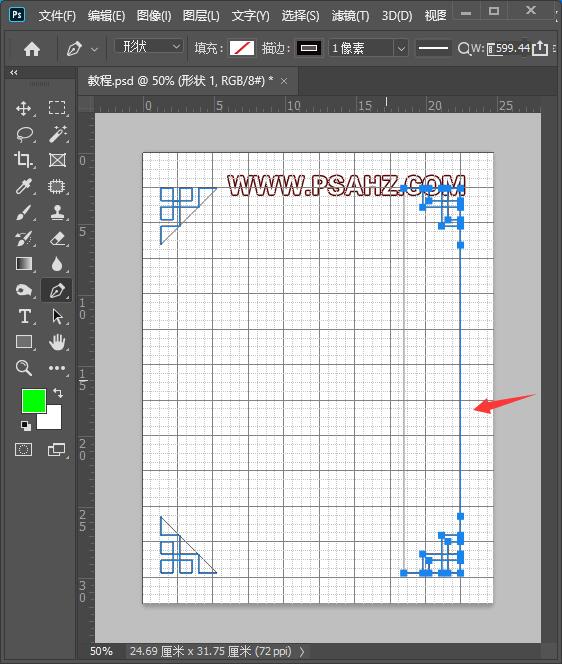 PS边框教程：使用钢笔工具制作复古风格的边框素材图。