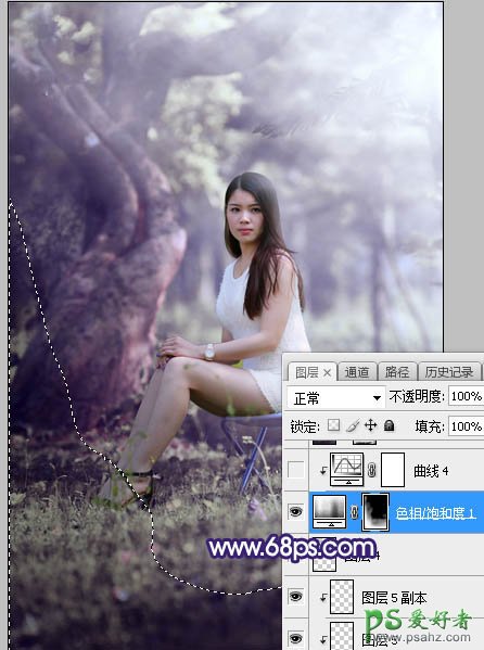 Photoshop给绿荫中自拍的可爱萌女艺术写真集调出甜美清新的色彩