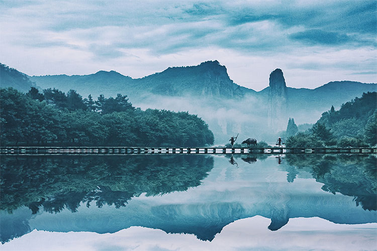 Photoshop创意合成少女在天宫中弹古筝的场景,古风少女场景。