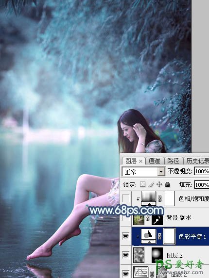 PS调色教程：给未成年清纯少女写真照调出魔幻般的青蓝色效果