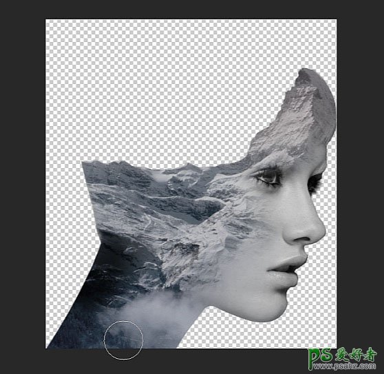 PS图像合成教程：把美女头像与石山结合打造出多重曝光效果的头像