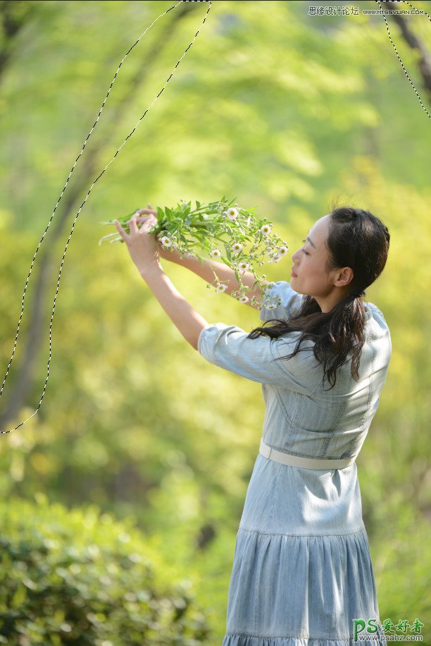 PS女生照片调色实例：给花季少女外景照后期调出唯美的秋季暖黄色