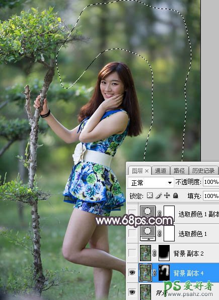 Photoshop给美腿高跟鞋性感女生外景照调出唯美的中性红褐色