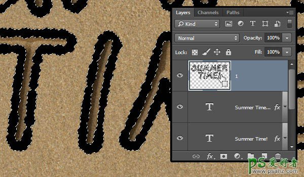 利用Photoshop画笔及图层样式设计出创意的沙滩划痕字体效果