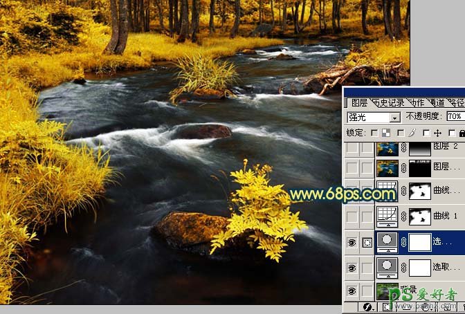 photoshop给好看的小溪风景照调出梦幻金秋色彩
