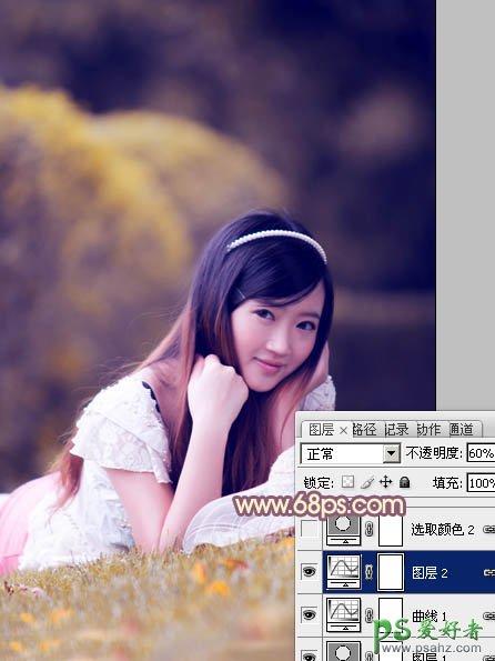 photoshop给纯美未成年少女照片调出清新的橙紫色