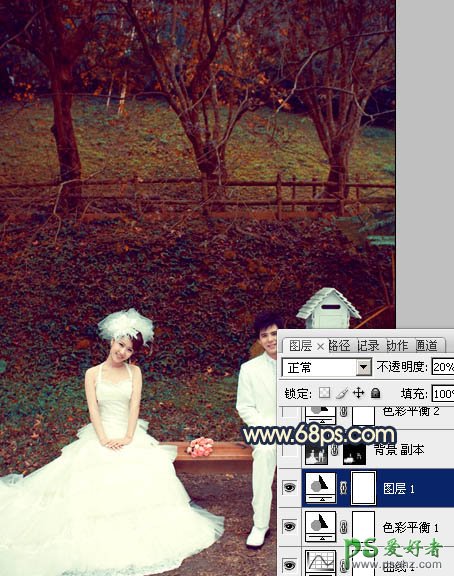 photoshop调出漂亮的公园情侣婚片艺术写真照