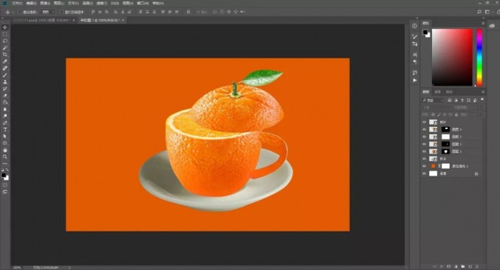 PS合成实例教程：创意打造一款橙子杯子个性图片。